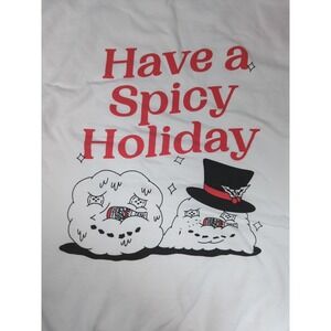 First We Feast Hot Ones Spicy Holiday snowman Hoodie Large FLAWED read